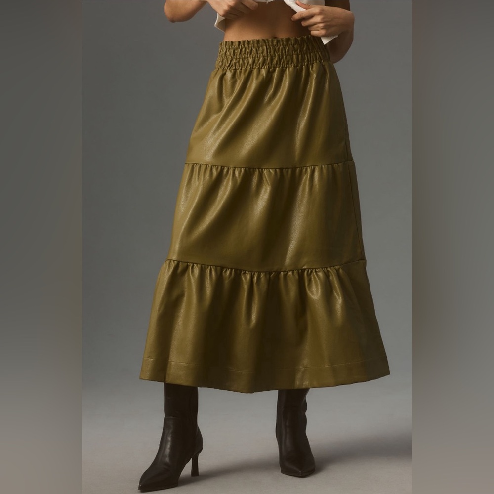 🍁🍂 Anthropologie Somerset Maxi Skirt: Faux Leather Edition Sz XS